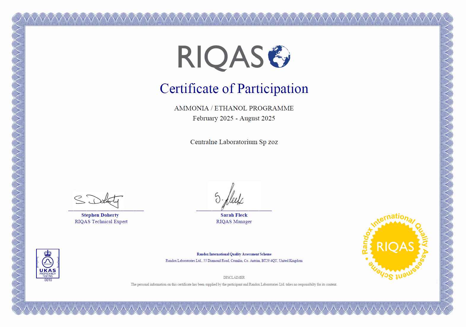 RIQAS AE-011
